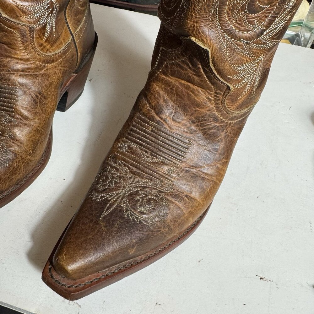 Justin L4332 Women's size 7 B Western Cowgirl Damiana Leather Snipped Toe Boots - Picture 15 of 16